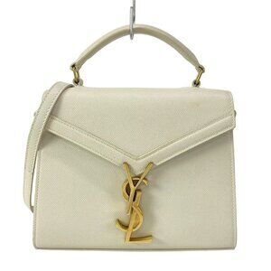 SAINT LAURENT PARIS Cassandra Top Handle Mini Cream Leather - Handbag